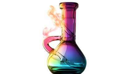 Vibrant Multicolored Bong Silhouette Isolated on Transparent Background