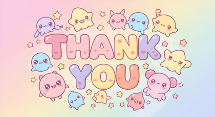 thank you card with fluffy clouds 