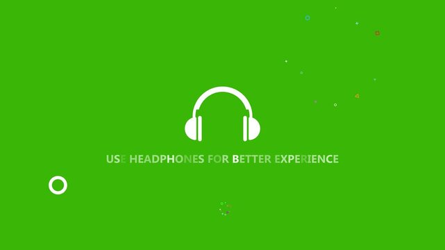 4K Animation of use headphones for better experience icon on black background. 4K resolution animation suggests using headphones for a better experience