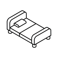 Grab this isometric outline icon of hostel bed