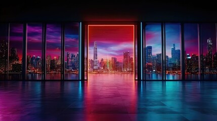 Fototapeta premium Neon Cityscape: A Futuristic View