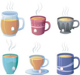 set of cups and mugs vector illustration 