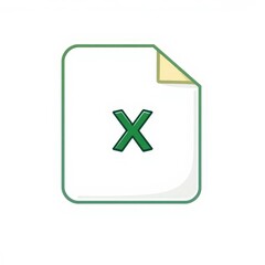 Fototapeta premium Green X Icon on Document: Cancel Button, Close Symbol, Flat Design