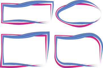 blue pink colorful curved outline abstract frames shapes collection