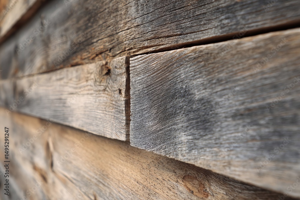 Aufkleber close-up view of weathered wooden planks showcasing texture and grain patterns, ideal for design use
