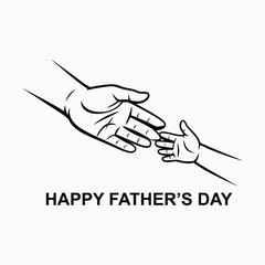  a large adult hand and a small child's hand high-fiving, symbolizing fatherhood