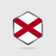 Obraz premium Alabama State Flag Icon in Hexagon Shape.