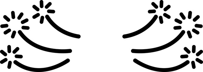 Doodle shine sunburst sparkle ray icon in line. isolated on transparent background