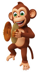 Fototapeta premium Jovial cartoon monkey playing cymbals