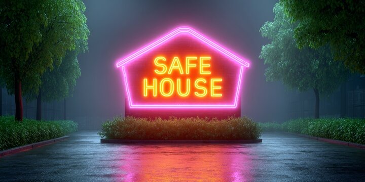 A safe house environment with welcoming signs and private spaces