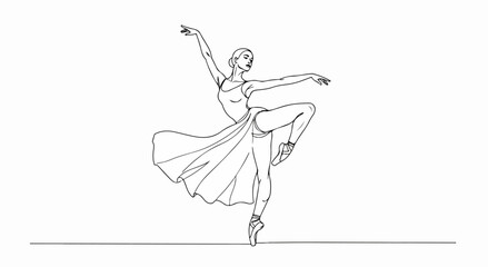 Expressive and fluid line art capturing the motion and elegance of a dancer in minimalist artistic style.