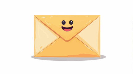 Cartoon envelope with a smiling face on a white background  