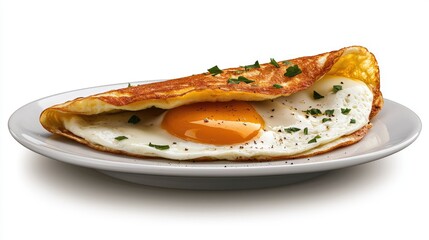 Delicious Fried Egg in a Fluffy Pancake