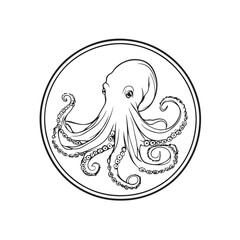 Vector illustration of an octopus with detailed tentacles and stylized design isolated on white background.