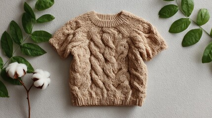 Adorable Beige Knitted Baby Sweater