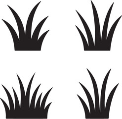 Create a kinds of Black lawn grass icon set vector design template. Isolated on with white background.