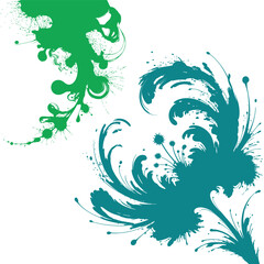 Abstract floral background with butterflies and green leaves, featuring vintage ornament and swirl design elements, perfect for spring-themed wallpaper or decoration