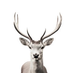 Majestic male deer with impressive antlers, showcasing its natural beauty against a plain background. on transparent background
