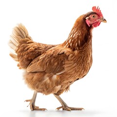 Fototapeta premium Realistic Brown Chicken Illustration, Detailed Farm Animal Art