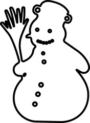 Snowman icon in line. isolated on transparent background