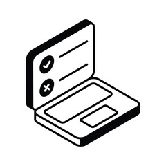 Trendy isometric filled icon of online test paper