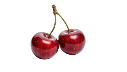 Two glossy cherries on a dark background, study in contrast and vibrancy two