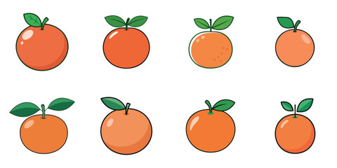 Multiple orange vector illustrations, outline