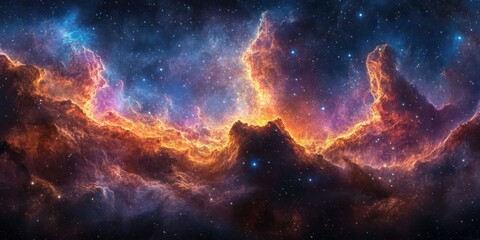 Fototapeta premium Colorful cosmic clouds in deep space showcasing vibrant colors and intricate formations