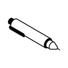 An editable isometric icon of blue ballpoint pen