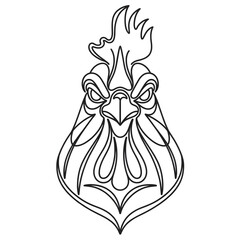 vector illustration of a christmas tree cock coloring page 