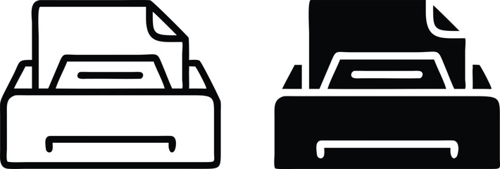 Minimalist Printer Icon – Clean Line Art Vector with Paper Tray Outline