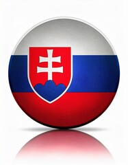 Fototapeta premium Runder Button mit Flagge der Slowakei – glänzend, 3D-Optik, isoliert auf Weiß