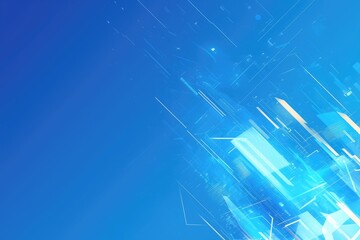 Abstract digital design featuring light blue lines and shapes.