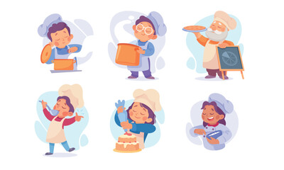 Chefs and Bakers Working Together in Action A Fun Culinary Illustration Featuring Creativity