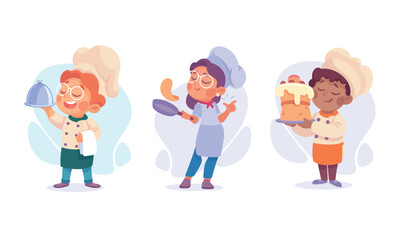 Chefs are joyfully celebrating their culinary success in a vibrant and fun cartoon style