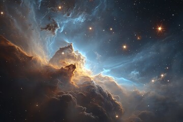 Fototapeta premium Colorful nebula filled with stars and cosmic clouds in deep space captured in stunning detail