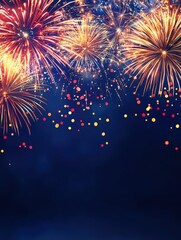 Fototapeta premium Vibrant fireworks illuminate the night sky, celebrating a festive occasion with colorful bursts