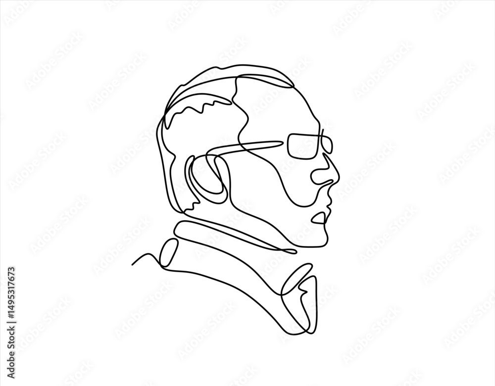 Poster thinking man - continuous line drawing. editable stroke.