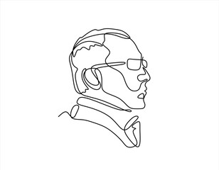thinking man - continuous line drawing. Editable stroke.	
