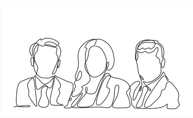 business team - single line drawing. 	Editable stroke.