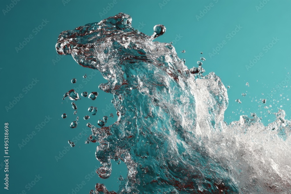 Fototapete dynamic splashes of water create mesmerizing patterns against a turquoise backdrop during high-speed