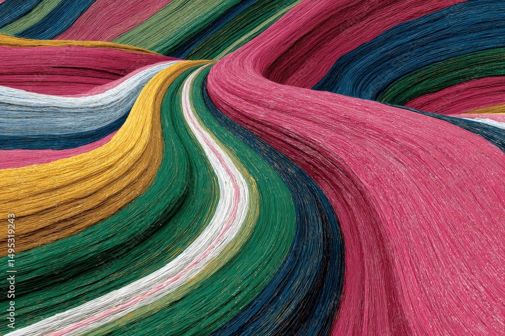 Poster colorful threads create a vibrant abstract landscape capturing the beauty of art and craftsmanship i