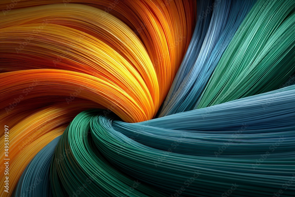 Poster colorful swirls of vibrant fibers create an abstract design in a dynamic display of movement and tex
