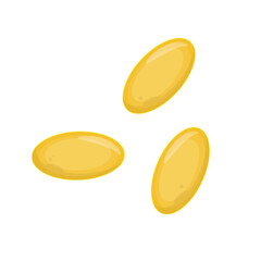 Fish Oil Gel Capsule Illustration. Omega 3 Supplement Flat Style Icon on Isolated White Background