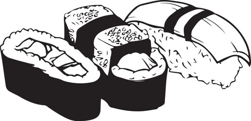 hand drawn vector illustration of a sushi food