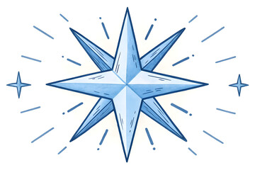 Fototapeta premium Vector illustration of a silver star, a star on a white background
