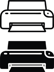 Minimalist Printer Icon – Clean Line Art Vector with Paper Tray Outline