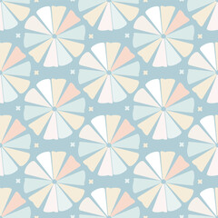 Abstract Seamless Floral Wheel Pattern in Soft Pastel Blue for Modern Backgrounds