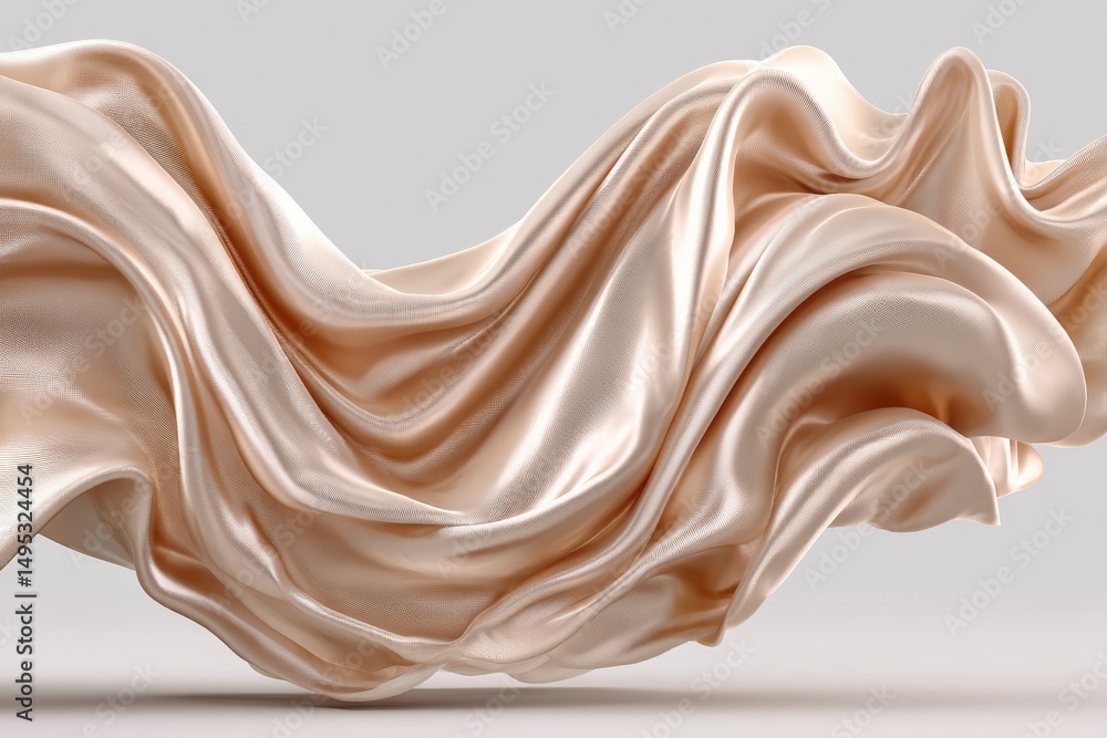 Fototapete elegant flowing silk fabric creating soft ripples and contours in a serene setting