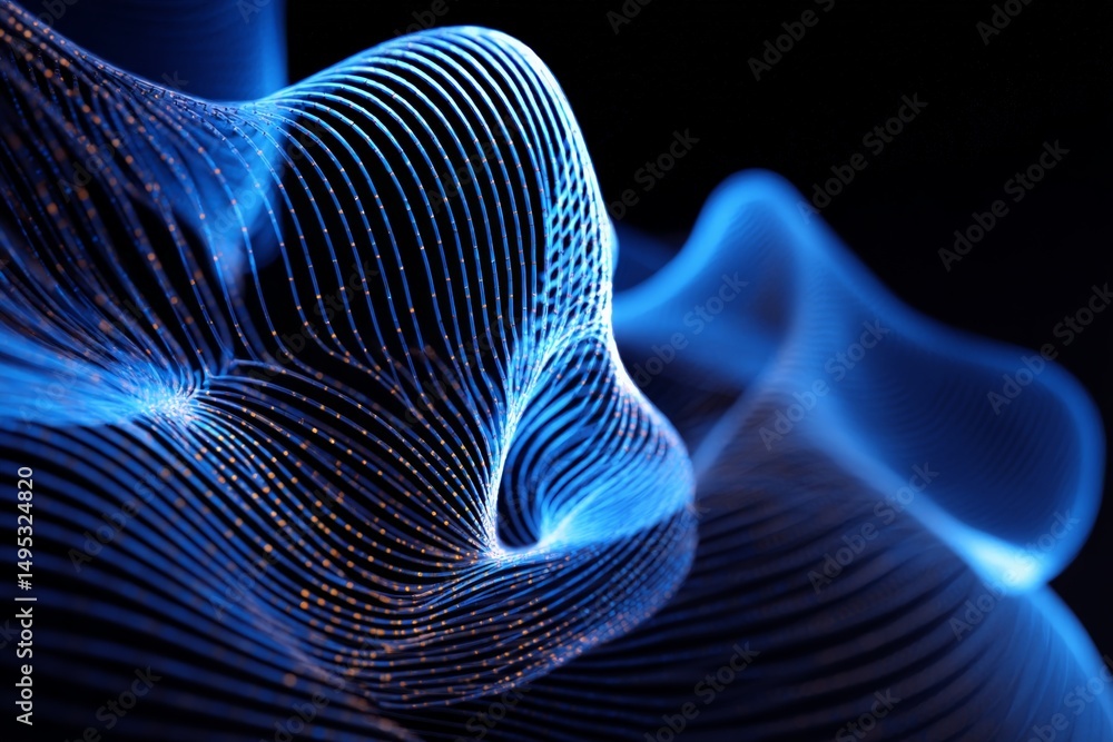 Aufkleber swirling blue lines create dynamic patterns in an abstract representation of waveforms and energy
